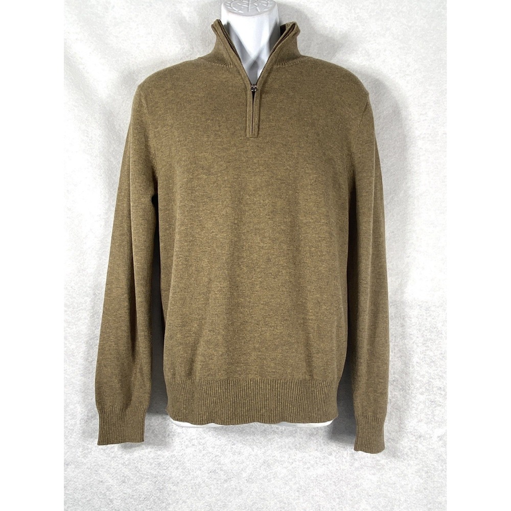 J Crew Sweater Men's Small Beige Pullover 1/4 Zip Long Sleeve Wool Blend New